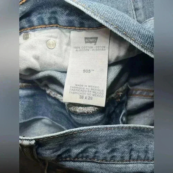 Levi's 505 Jeans Mens 38x29 Blue Denim Straight Leg Regular Fit Grunge Retro USA - Picture 4 of 7